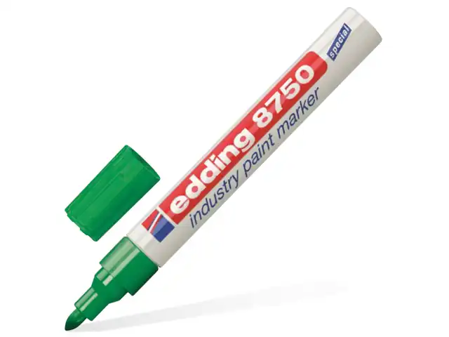 Маркер-краска лаковый (paint marker) EDDING 8750, ЗЕЛЕНЫЙ, 2-4 мм, круглый наконечник, алюминиевый корпус, Е-8750/4