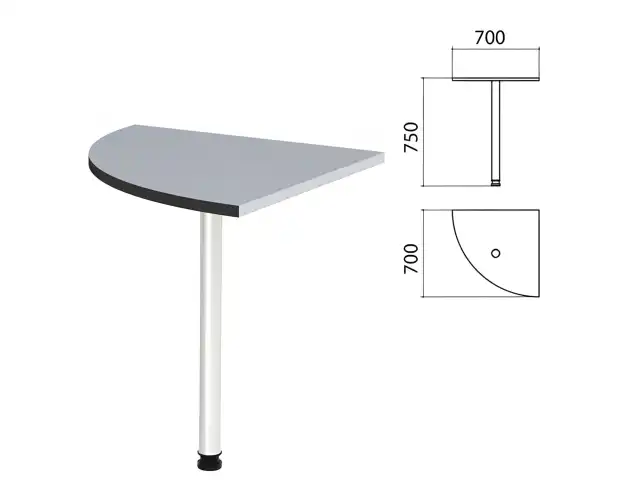Стол приставной угловой "Монолит", 700х700х750 мм, цвет серый (КОМПЛЕКТ)