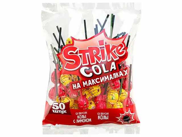 Карамель на палочке STRIKE "COLA на максималках" 565 г., КВК399