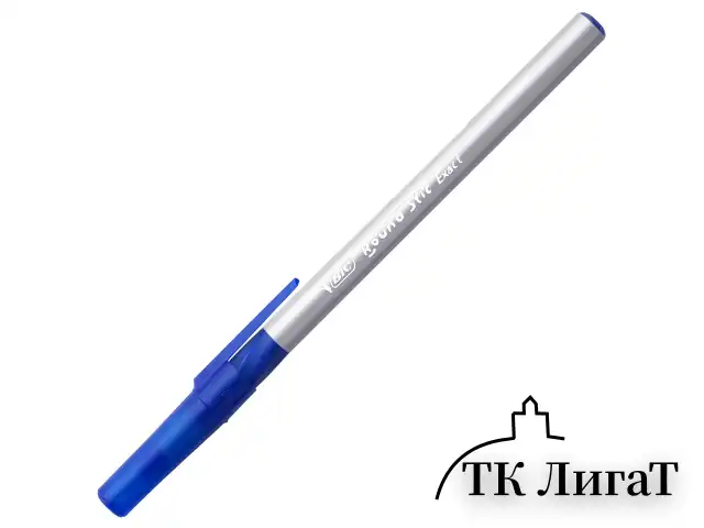 Ручка шариковая с грипом BIC "Round Stic Exact", СИНЯЯ, корпус серый, узел 0,7 мм, линия письма 0,28 мм, 918543