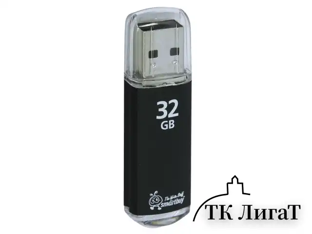 Флеш-диск 32 GB, SMARTBUY V-Cut, USB 2.0, металлический корпус, черный, SB32GBVC-K