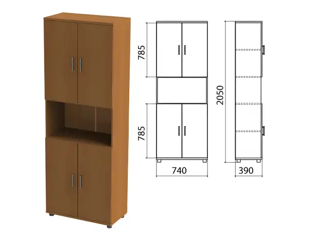 Шкаф полузакрытый "Монолит", 740х390х2050 мм, цвет орех гварнери (КОМПЛЕКТ)