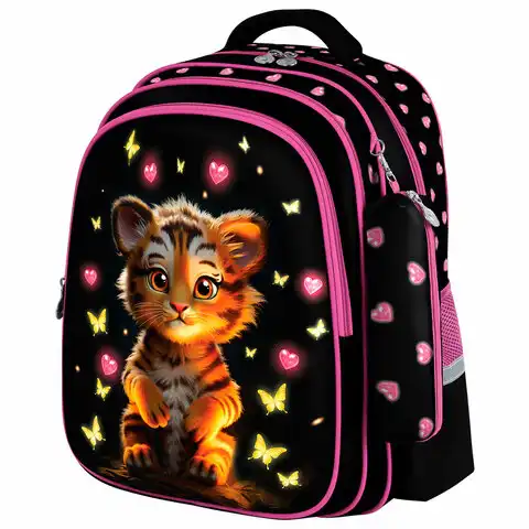 Рюкзак BRAUBERG KIDS MIND с пеналом в комплекте, 2 отделения, Tiger Cub, 40х28х18 см, 273175