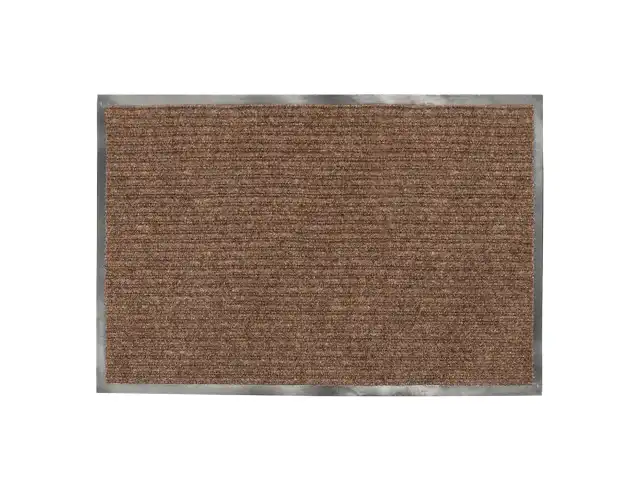Коврик входной ворсовый влаго-грязезащитный LAIMA, 90х120 см, ребристый, толщина 7 мм, коричневый, 602873