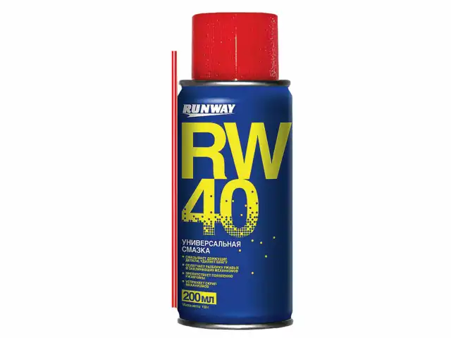 Смазка универсальная RW-40 (аналог WD-40) 200 мл, аэрозоль с трубочкой, RUNWAY RW6096