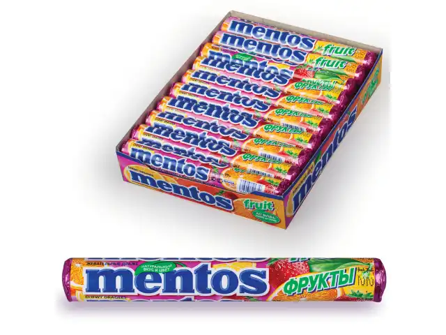 Жевательное драже MENTOS (Ментос) "Фруктовый", 37 г, 253