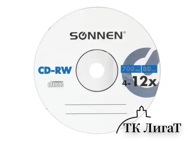 Диски CD-RW SONNEN 700 Mb 4-12x Bulk (термоусадка без шпиля), КОМПЛЕКТ 50 шт., 512578