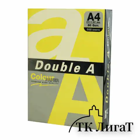 Бумага цветная DOUBLE A, А4, 80 г/м2, 500 л., интенсив, желтая