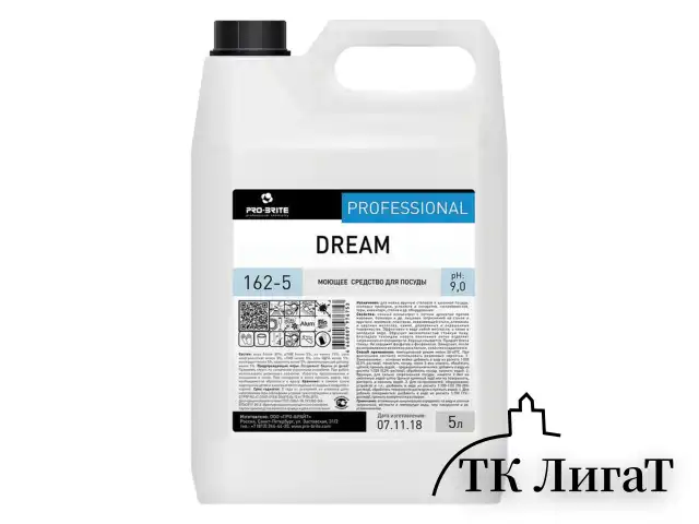 Средство для мытья посуды 5 л, PRO-BRITE DREAM, фруктовый аромат, нейтральное, концентрат, 162-5