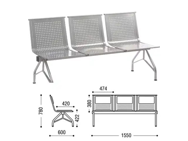 Кресло для посетителей трехсекционное 