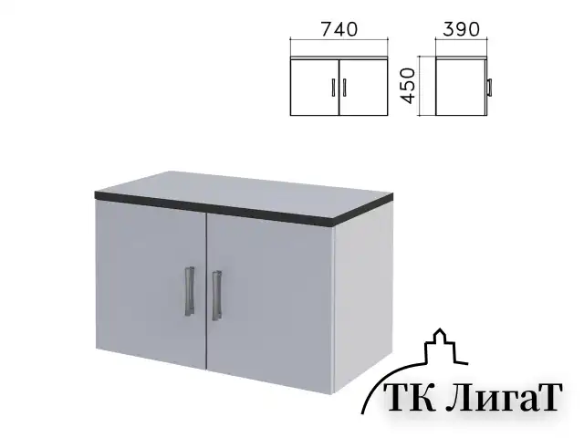 Шкаф-антресоль "Монолит", 740х390х450 мм, цвет серый, АМ01.11