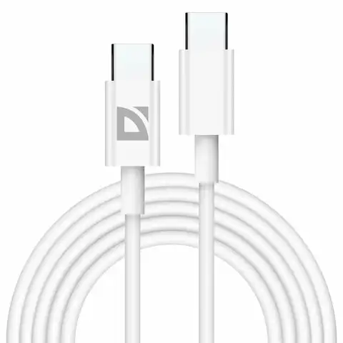 Кабель USB Type-C-Type-C, 30 Вт, белый, 2 м, DEFENDER F182, 87537