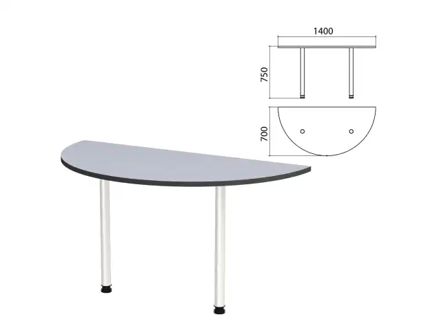 Стол приставной полукруг "Монолит", 1400х700х750 мм, цвет серый (КОМПЛЕКТ)