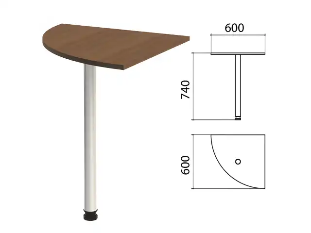 Стол приставной угловой "Эко", 600х600х740 мм, цвет орех (КОМПЛЕКТ)