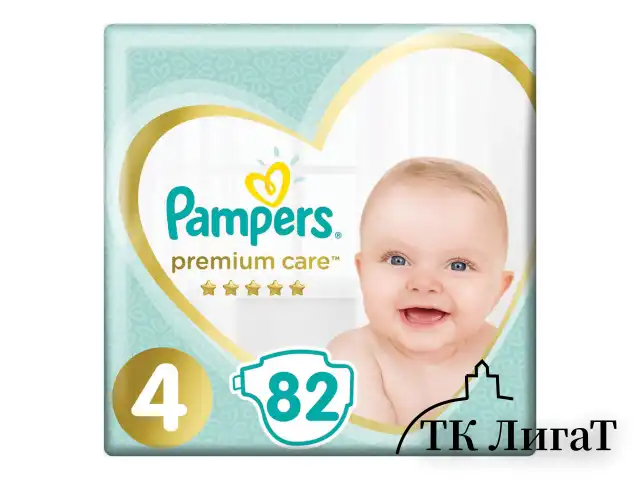 Подгузники 82 шт. PAMPERS (Памперс) Premium Care, размер 4 (9-14 кг), 1210801