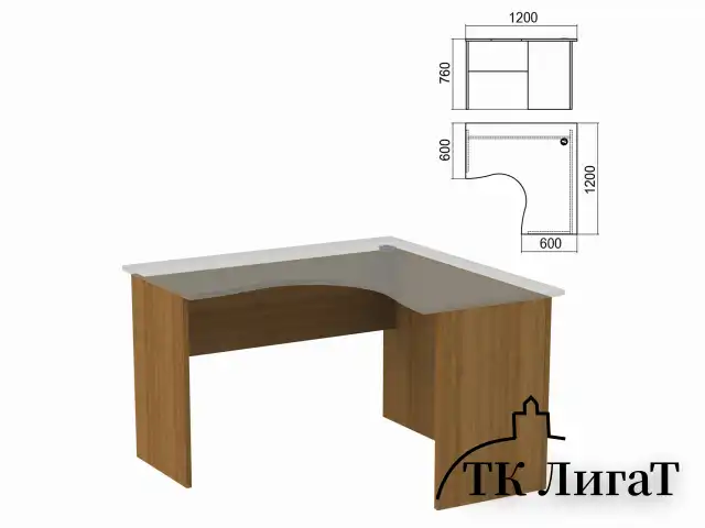 Стол компактный ЧАСТЬ 2 "Арго", 1200х1200х760 мм, правый, орех, А-203.60