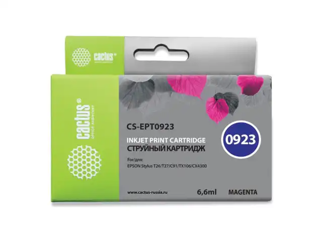 Картридж струйный CACTUS (CS-EPT0923) для EPSON Stylus C91/CX4300/T26/T27/TX106, пурпурный