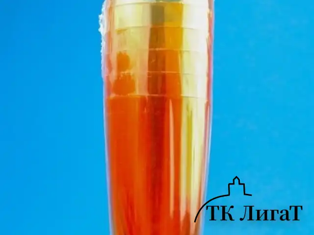Бокал для шампанского 100мл  Флютэ  оранжевый (низкая черная ножка)(6шт=1уп/75уп) арт.1009