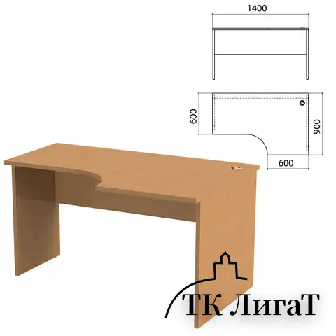 Стол письменный эргономичный "Этюд", 1400х900х750 мм, правый, бук бавария (КОМПЛЕКТ)