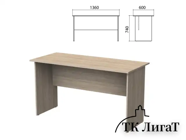 Стол письменный "Бюджет", 1360х600х740 мм, дуб сонома, 402661-091