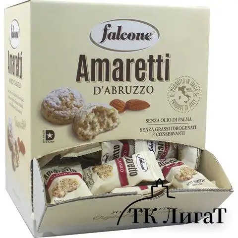 Печенье сдобное FALCONE "Amaretti" мягкое classico, 1 кг (100 шт. по 10 г), в коробке Office-box, MC-00014395