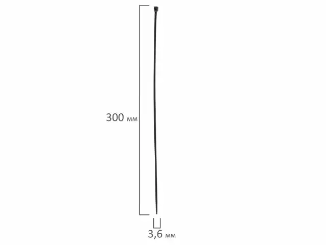 Хомуты (стяжки), нейлоновые, 3,6 мм х 300 мм, комплект 100 шт., PROCONNECT, черные, европодвес, 57-0301
