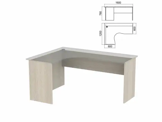 Стол компактный ЧАСТЬ 2 "Арго", 1600х1200х760 мм, левый, ясень шимо