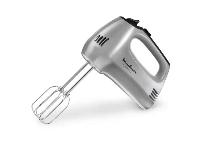 Миксер MOULINEX HM310E10, 300Вт, 5 скоростей, 2 венчика, 2 крюка для теста, серый, 8010001084