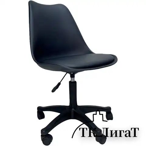 Кресло стул BRABIX "Eames MG-310 PL", пластик черный, экокожа черная, 532927