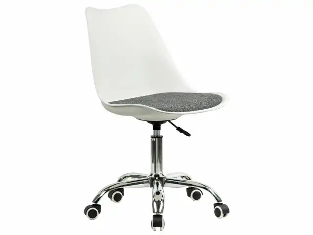 Кресло стул BRABIX "Eames MG-310 CH", хром, пластик белый, ткань серая, 532924