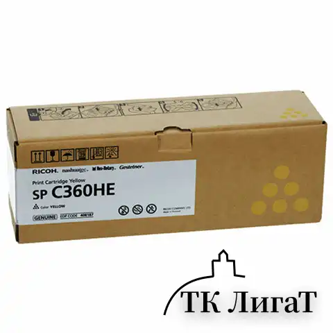 Картридж лазерный RICOH (SP C360HE) для Ricoh SP C360SFNw/C361SFNw, желтый, оригинальный, ресурс 6000 страниц, 408187