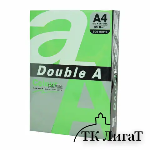 Бумага цветная DOUBLE A, А4, 80 г/м2, 500 л., интенсив, зелёная