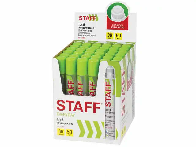 Клей канцелярский STAFF EVERYDAY, 50 мл, сетчатый аппликатор, 228408