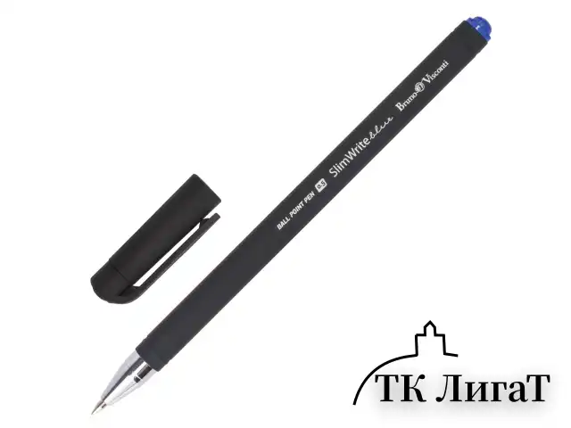 Ручка шариковая BRUNO VISCONTI "SlimWrite", "Black", СИНЯЯ, корпус черный, узел 0,5 мм, линия письма 0,3 мм, 20-0009