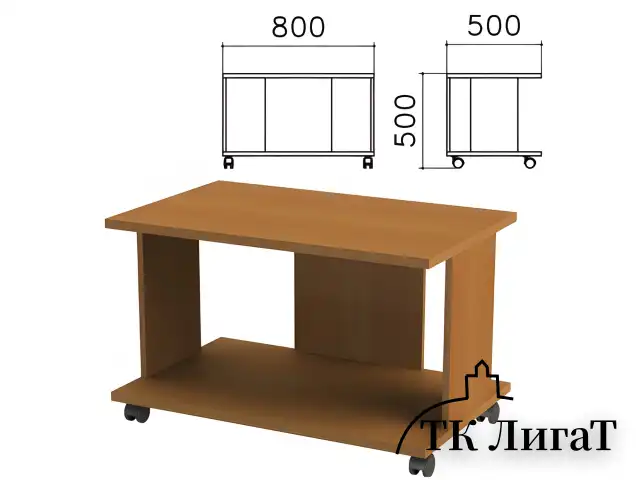 Стол журнальный "Монолит", 800х500х500 мм, цвет орех гварнери, ЖМ02.3