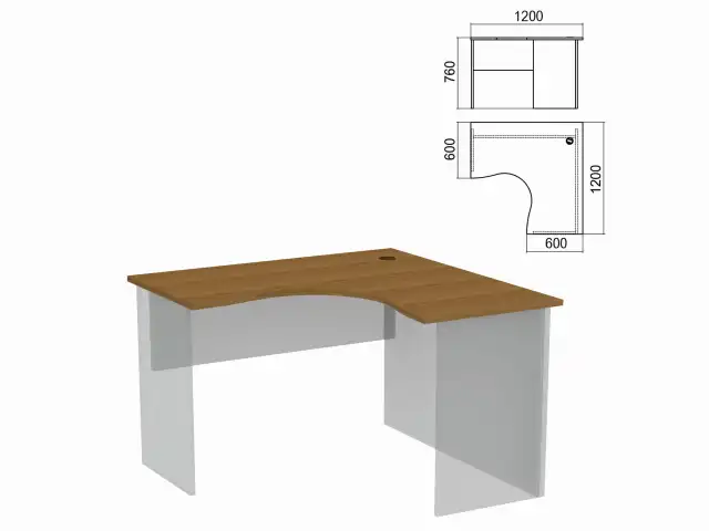 Стол компактный ЧАСТЬ 1 "Арго", 1200х1200х760 мм, правый, орех, А-203.60