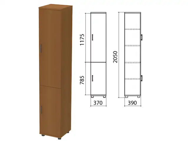 Шкаф закрытый "Монолит", 370х390х2050 мм, цвет орех гварнери (КОМПЛЕКТ)