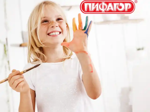 Кисть ПИФАГОР, БЕЛКА, круглая, № 6, деревянная лакированная ручка, с колпачком, пакет с подвесом, 200820