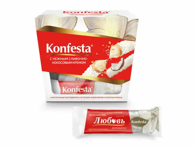 Конфеты KONFESTA со сливочно-кокосовым кремом, вафельные, 150 г, пакет