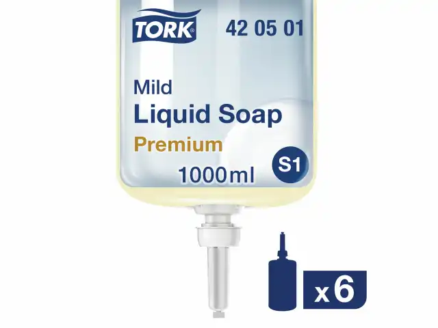 Картридж с жидким мылом одноразовый TORK (Система S1) Premium, 1 л, 421501, 420501