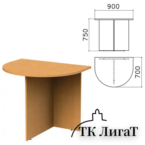 Стол приставной к столу для переговоров (640110) "Монолит", 900х700х750 мм, бук бавария, ПМ19.1