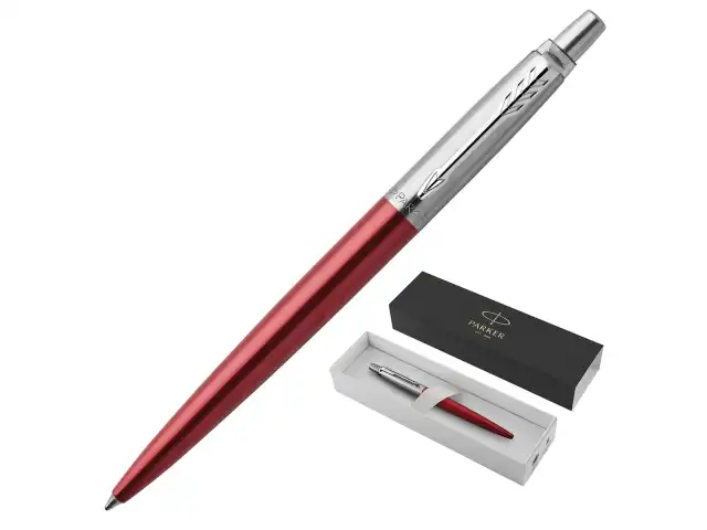 Ручка шариковая PARKER "Jotter Core Kensington Red CT", корпус красный, хромированные детали, синяя, 1953187