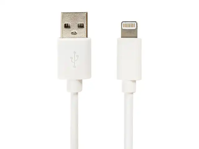 Кабель белый USB 2.0-Lightning, 1 м, SONNEN, медь, для передачи данных и зарядки iPhone/iPad, 513559