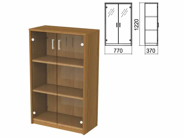 Шкаф закрытый со стеклом "Арго", 770х370х1220 мм, орех (КОМПЛЕКТ)