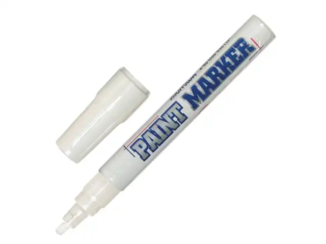 Маркер-краска лаковый (paint marker) MUNHWA, 4 мм, БЕЛЫЙ, нитро-основа, алюминиевый корпус, PM-05