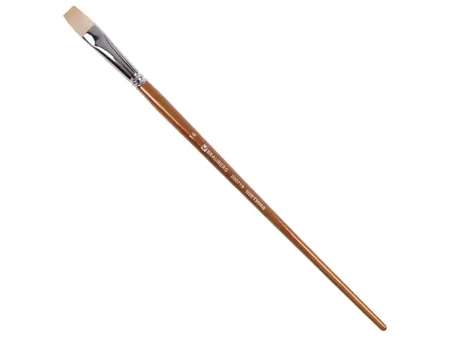 Кисть художественная профессиональная BRAUBERG ART CLASSIC, щетина, плоская, № 14, длинная ручка, 200719