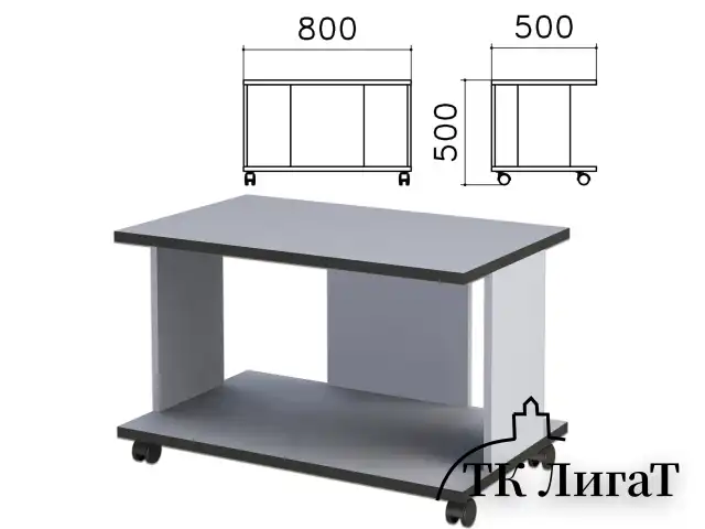 Стол журнальный "Монолит", 800х500х500 мм, цвет серый, ЖМ02.11