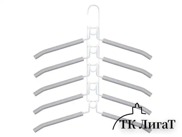 Вешалка-плечики трансформер, 5 плечиков, металл с покрытием, серые, BRABIX, 607475