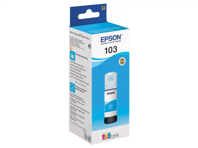 Чернила EPSON 103 (C13T00S24A) для СНПЧ EPSON L3100/L3101/L3110/L3150/L3151/L1110, голубые, ОРИГИНАЛЬНЫЕ