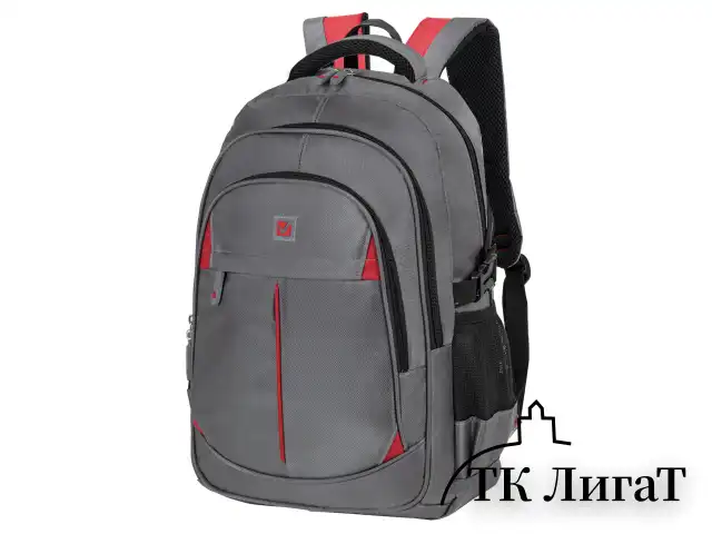 Рюкзак BRAUBERG TITANIUM универсальный, серый, красные вставки, 45х28х18см, 270767